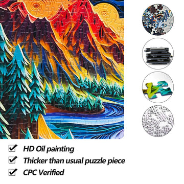 Bgraamiens Puzzle-Paper Quilling Mountains And Rivers-1000 Pieces Paper Quilling Art Puzzle Color Challenge Jigsaw Puzzles For Adults And Kids