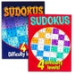Sudoku Crossword Puzzle Books for Adults Seniors Super Set ~ Bundle of 6 Jumbo Crossword and Sudoku Puzzle Books Plus Pens and B