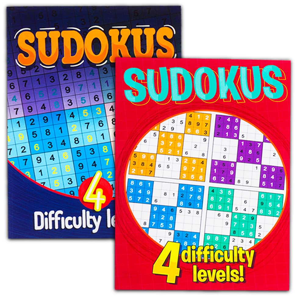 Sudoku Crossword Puzzle Books for Adults Seniors Super Set ~ Bundle of 6 Jumbo Crossword and Sudoku Puzzle Books Plus Pens and B