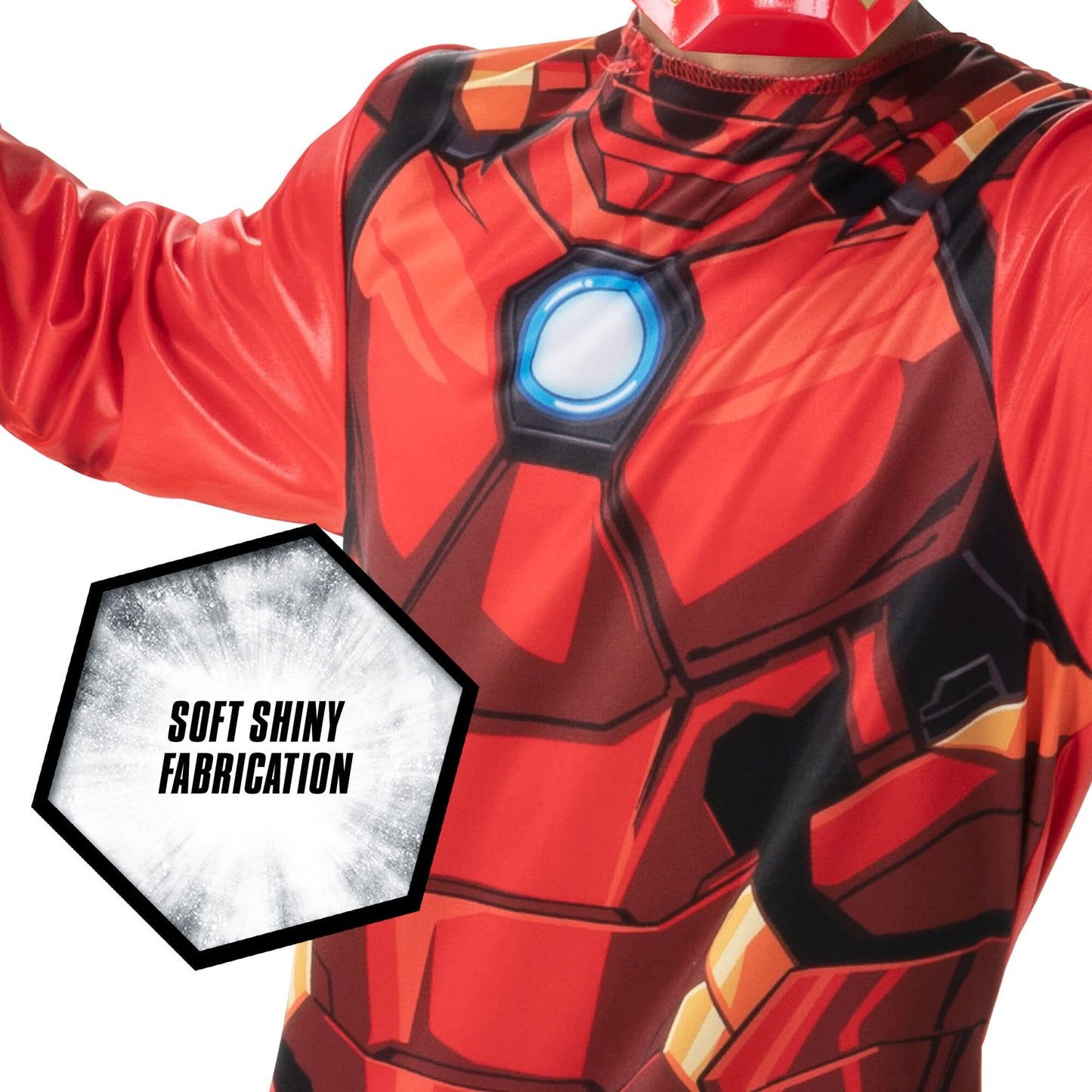 Marvel Iron Man Official Youth Halloween Costume - Premium Quality Fabric Jumpsuit With Printed Design And Plastic Mask (L) Red
