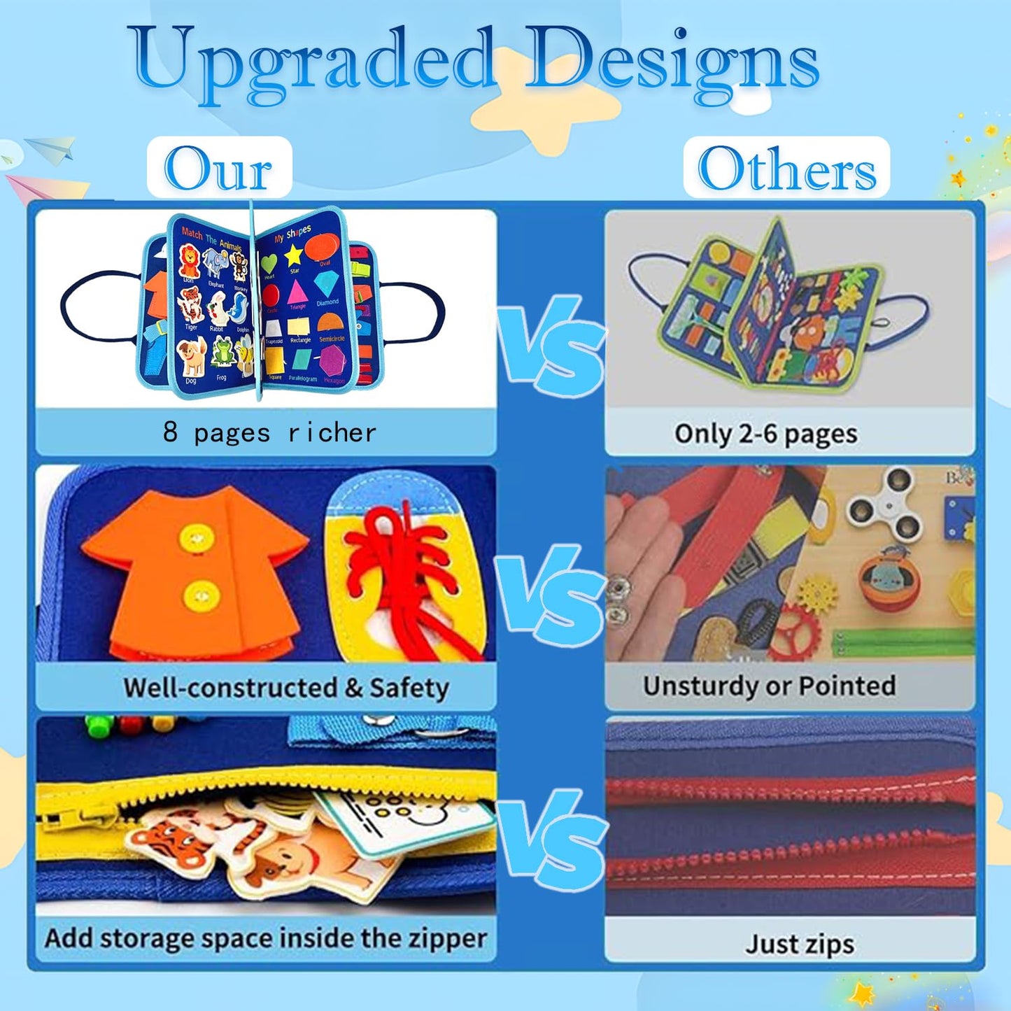 Busy Board for 1 2 3 4 Year Old Toddler Montessori Busy Book Sensory Learning Toys for Boys Girls Preschool Toy Birthday Idea Gi