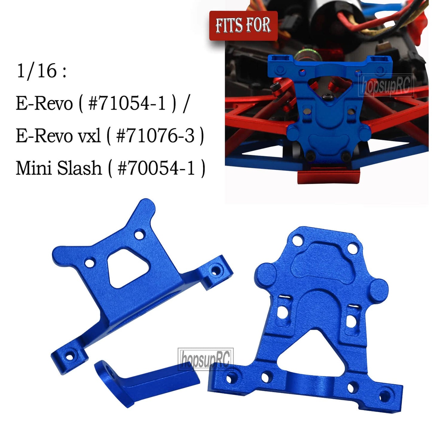 hopsupRC Front Rear Body Post Mount Upgrades Part for 1/16 E-REVO/Mini Slash,Alloy Front & Rear Body Post Mount Hops Ups for 1/1