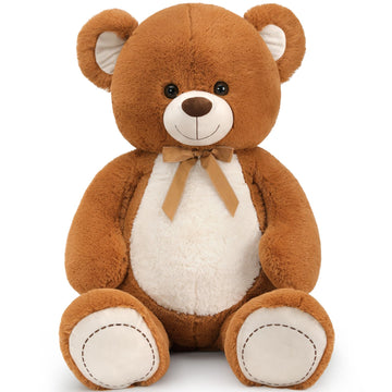 Tezituor 52 Big Teddy Bear - Fluffy Dark Brown Life Size Plush Stuffed Animal for Baby Showers, Kids & Girlfriend Gifts
