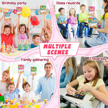 FEREDO KIDS Party Favors for Kids: 4 Pack Rainbow Scratch Art Notebook Students Classroom Gifts Bulk for Girls Boys Goodie Bags