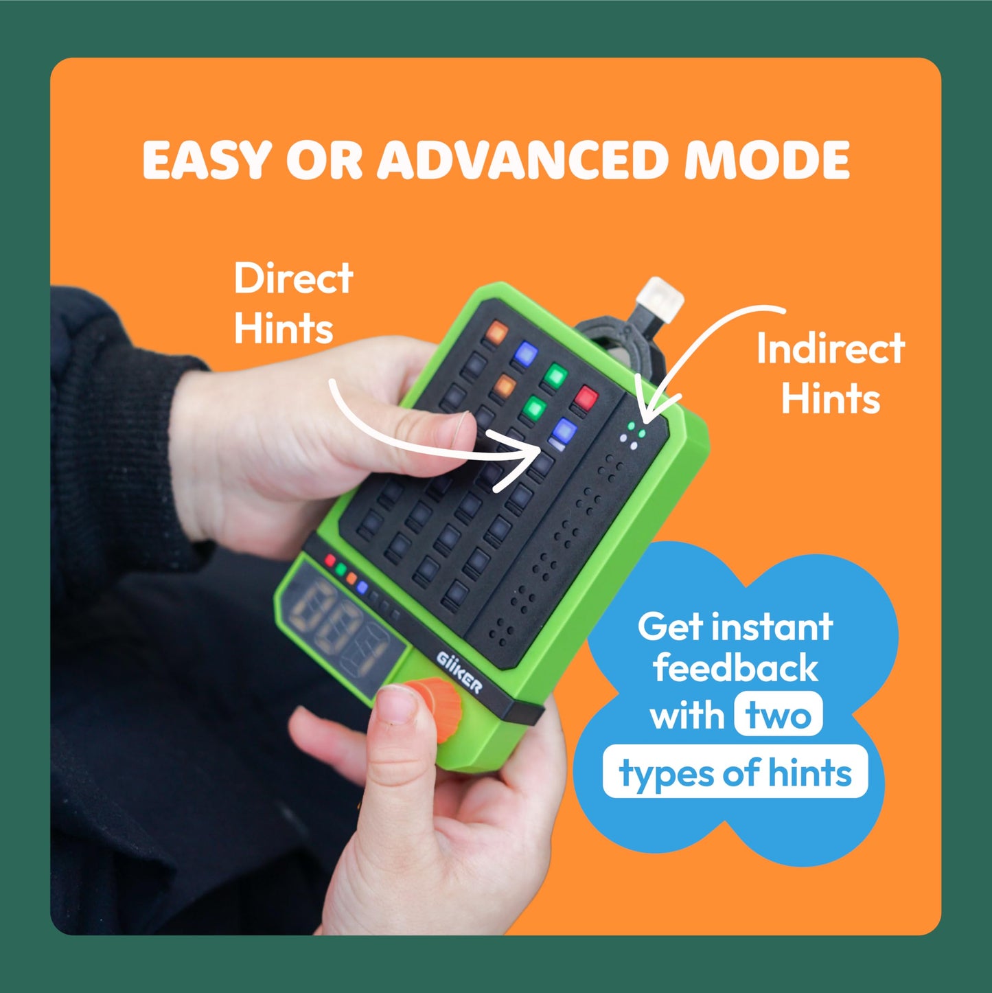 GiiKER Super Decoder Puzzle Game, 600-Level Code-Breaking for 1-2 Players, Handheld, 2.68"x4.13"x1.34", Perfect Travel Game
