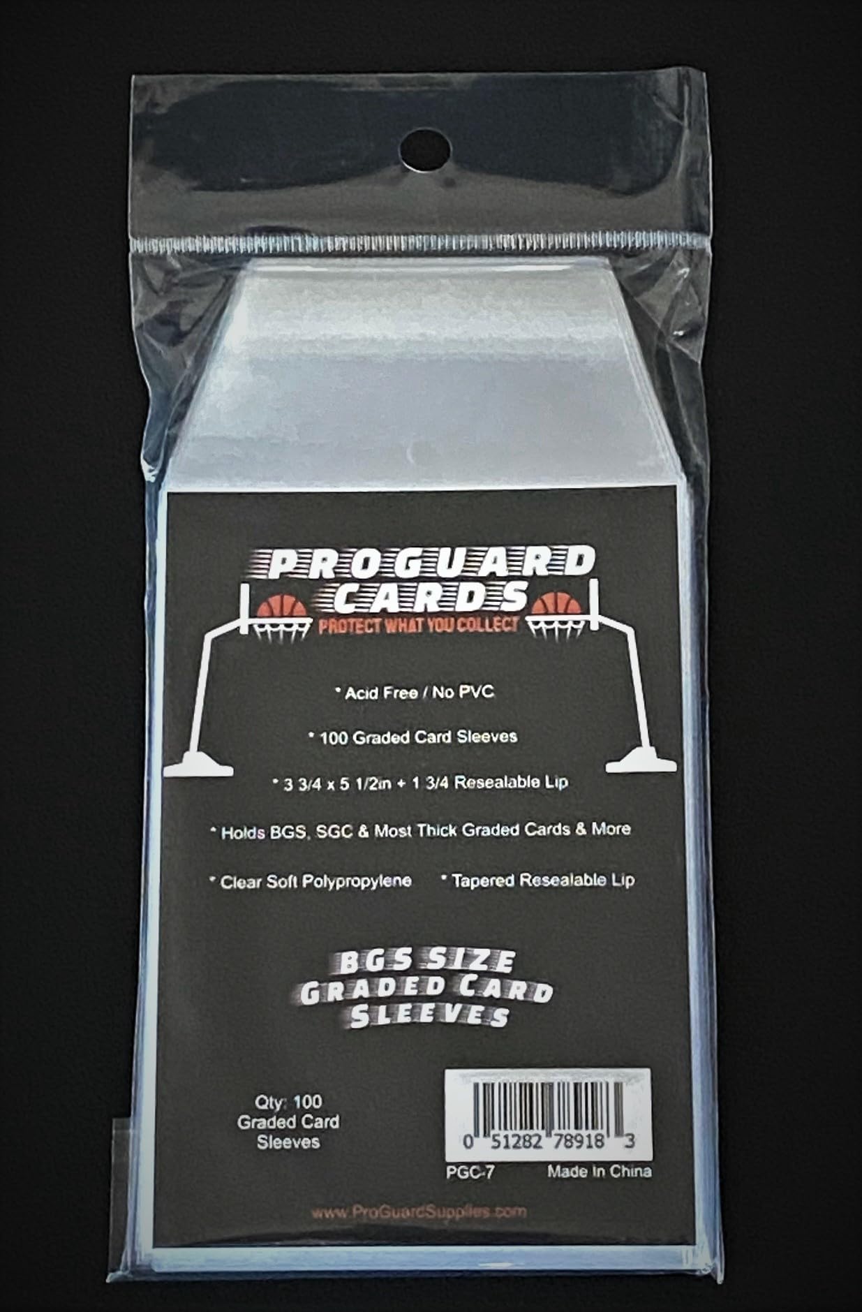 ProGuard Cards BGS Graded Card Sleeves - Clear Polypropylene, 3 3/4 x 5 1/2 in, 100 Sleeves, Model PGC-7
