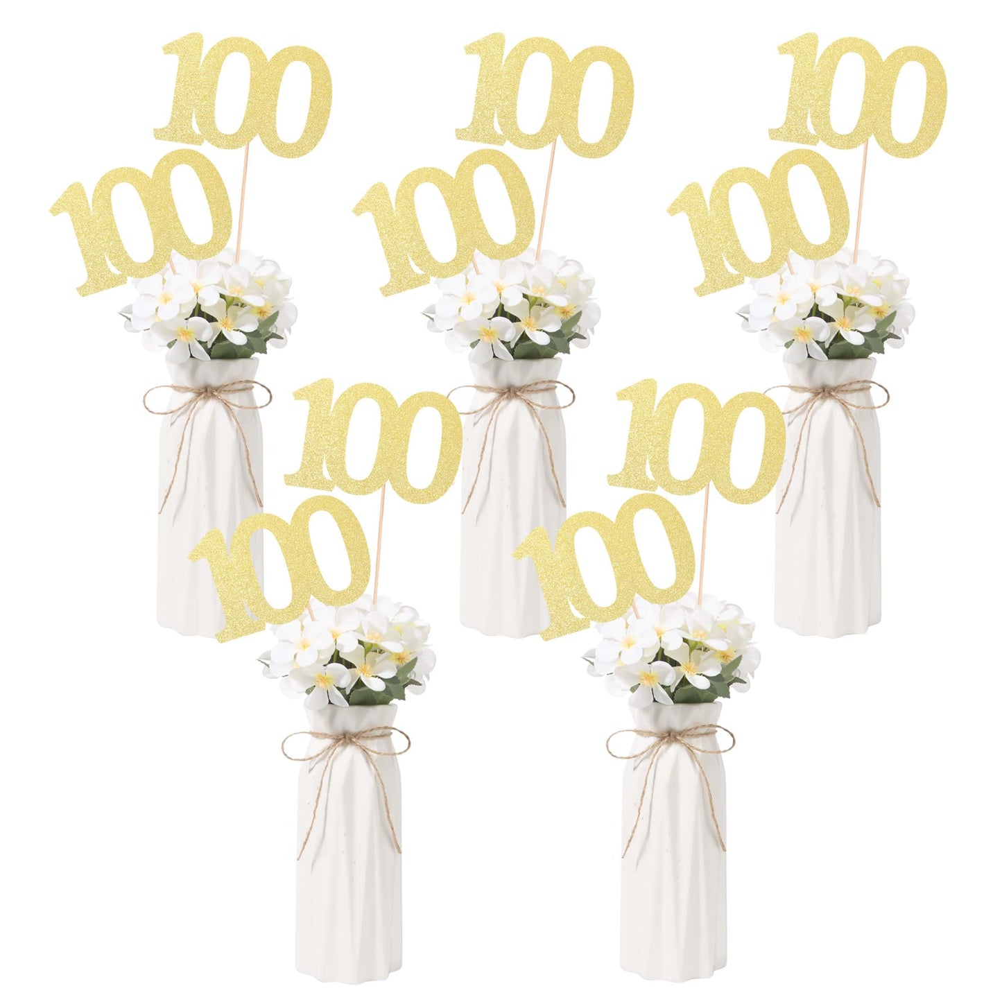 Gexolenu No 100, 10 Pack Double-Sided Gold Glitter 100Th Birthday Centerpieces For Tables, Number 100 Birthday Table Toppers Par