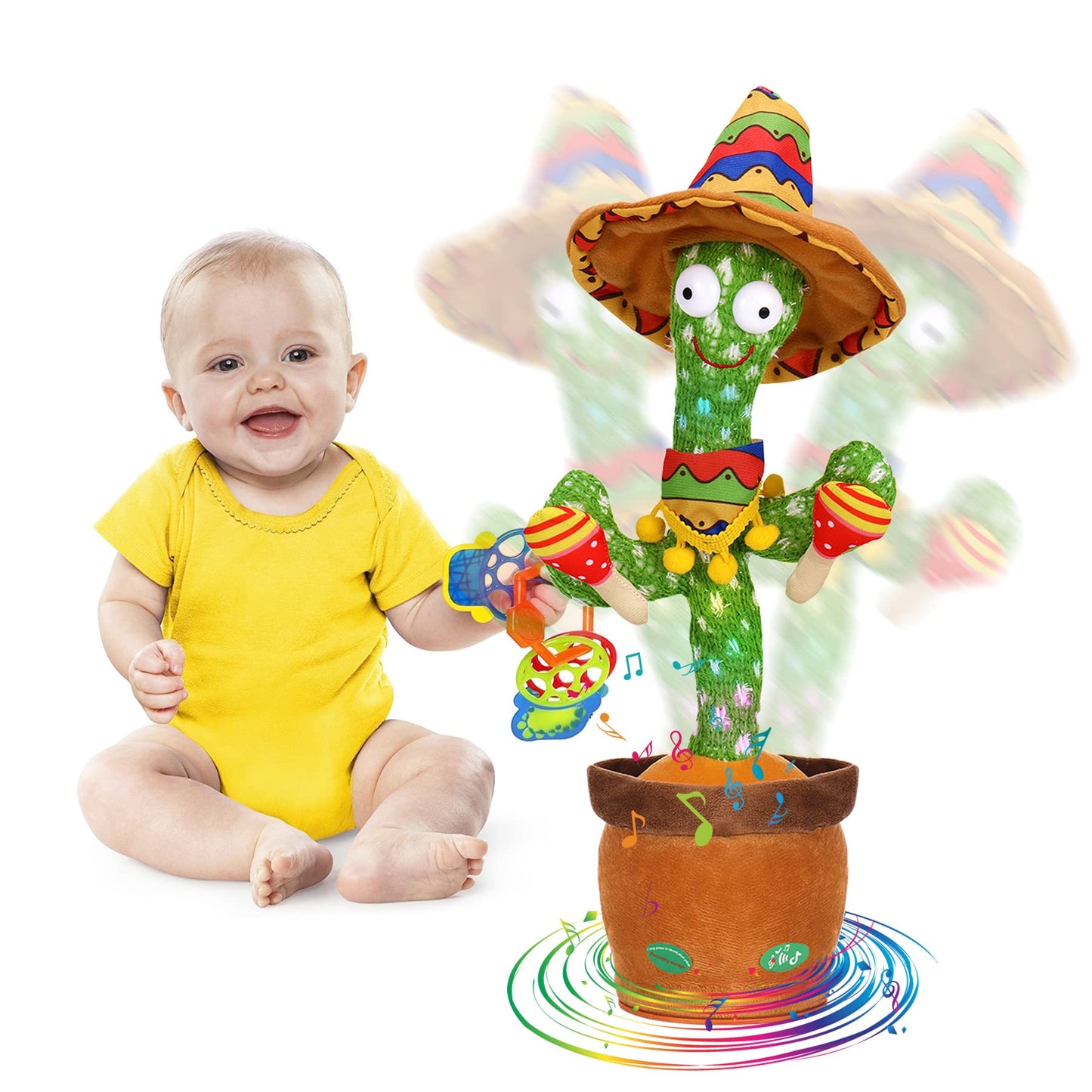 Miaodam Talking Cactus Dancing Cactus Toy For Baby Toddler, Singing Cactus Repeats What You Say For Kids With 60 English Songs Mimicking Cactus Toy For Baby Gift