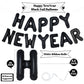 Pigetale Black Happy New Year Balloons, 16 Inch Happy New Years Letter Balloons, Happy New Year Banner For 2024 Happy New Year E