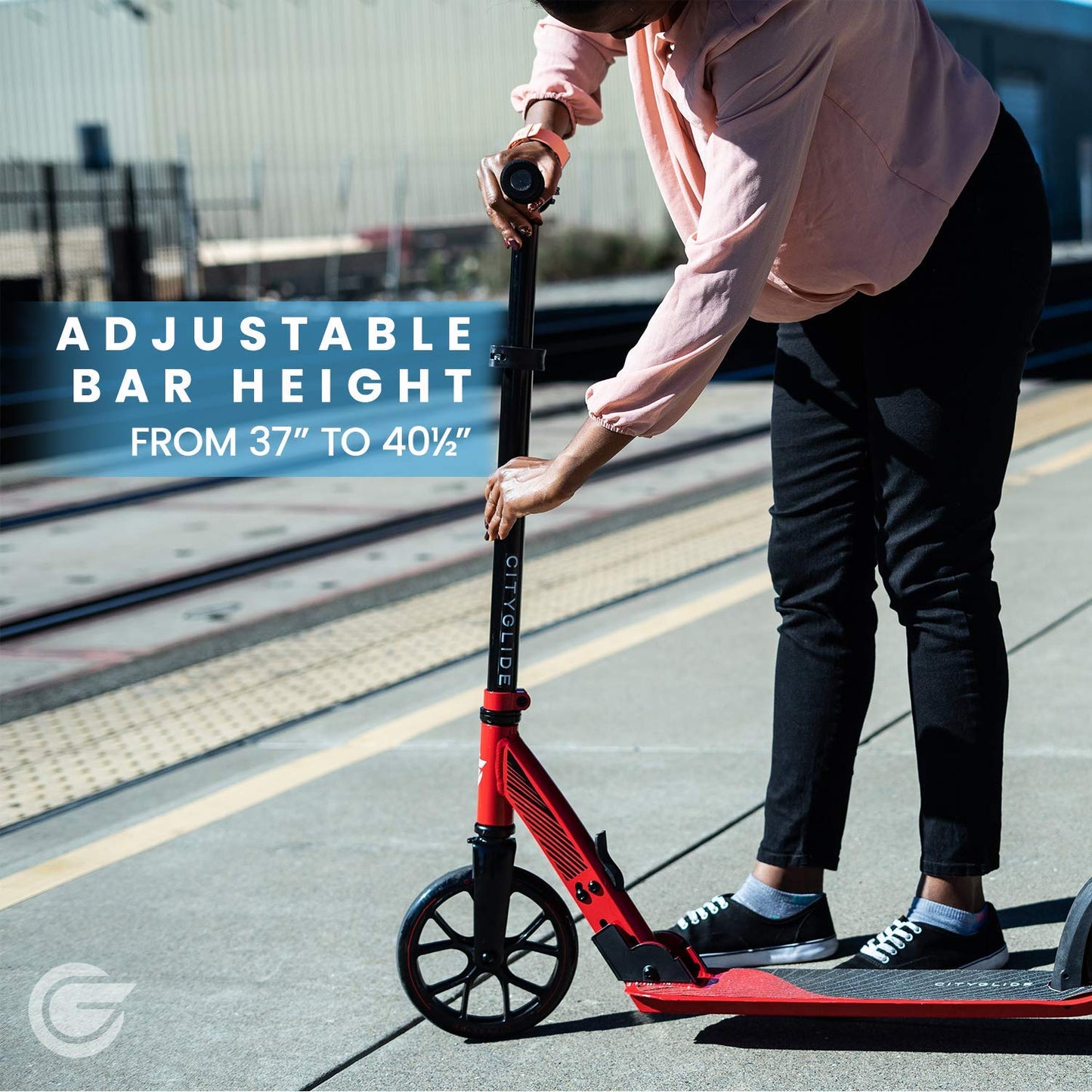 CITYGLIDE C200 Scooter for mature-themeds -Foldable  Lightweight  Adjustable mature-themed Scooter 220lbs Capacity - Kick Scooters for mature-themeds with Carry Strap and Kickstand (Black)