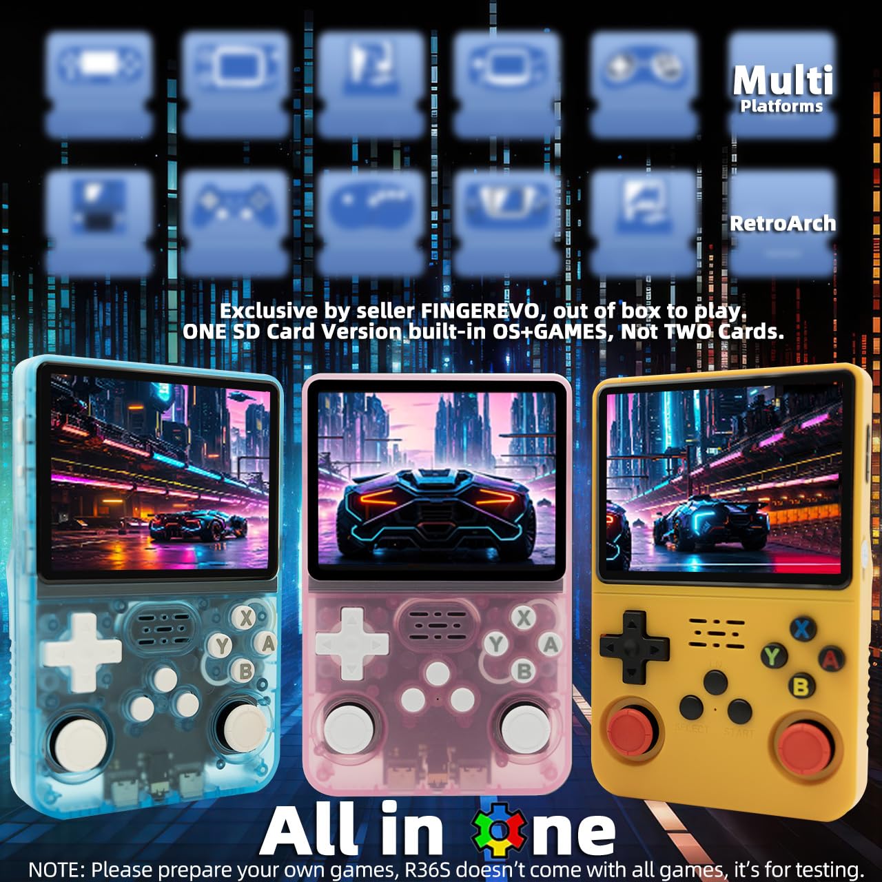 R36S Handheld Game Console 3.5-in 640*480 IPS OCA Screen 3200mAh Opensource System RK3326 Pink Transparent