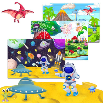 Puzzles For Kids Ages 3-5 Years Old 30 Piece Colorful Wooden Puzzles For Toddlers Learning Puzzles Boys And Girls Playset For 3 4 5 6 Years Old (4 Piece Puzzles)
