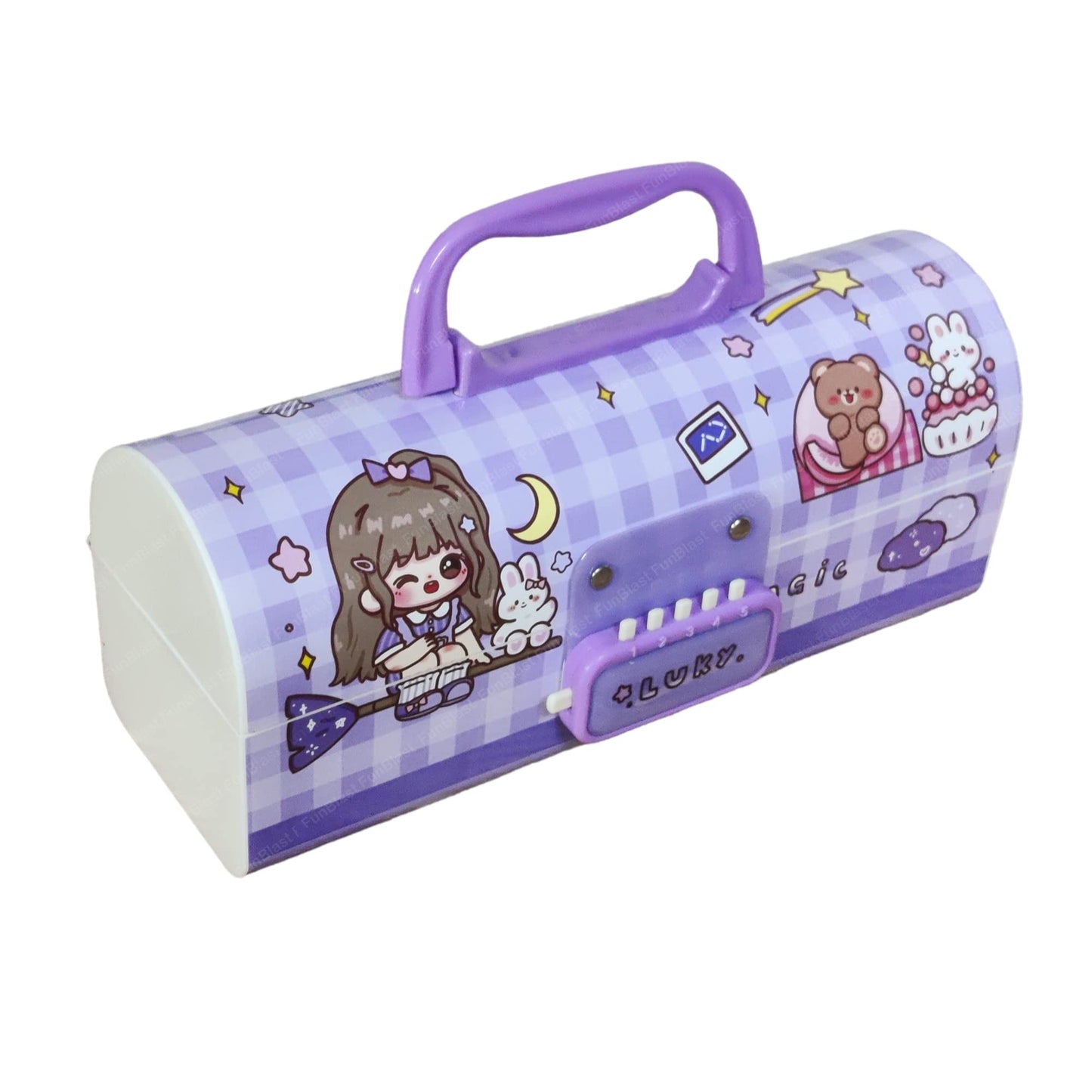 Funblast Kids Pen & Pencil Box Suitcase Style Password Lock Pencil Case, Multi-Layer Pencil Box Kids, Boys, Girls, Stationary Or