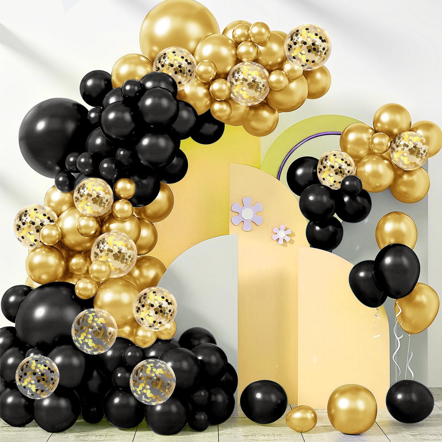 142 Pieces Black And Gold Balloon Garland Arch Kit Black And Gold Balloons Confetti Latex Balloons Black And Gold Party Decorati