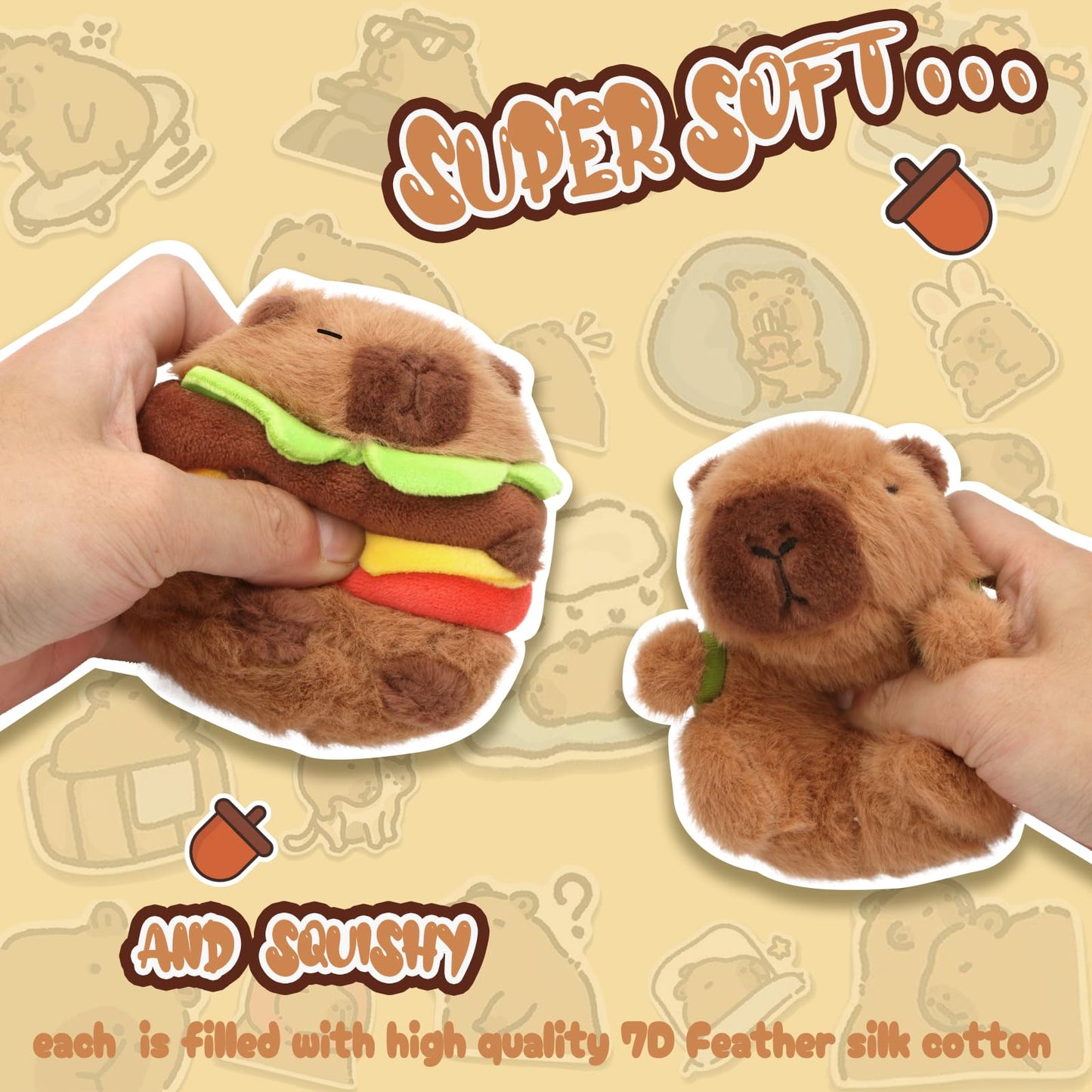 Chdblock 2 Pcs Capybara Plush Keychain Toy, Capybara Stuffed Animals, 7.3 Inch Capybara Plush Toy, Capybara Pendant For Backpack