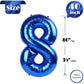 Navy Blue 8 Balloon, Number Balloon 40 Inch, Blue Birthday Decorations, 8 18 28 38 80 Birthday Balloons, 8Th Blue Party Supplies