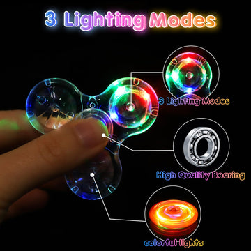 Gigilli Mini Fidget Spinners 16 Pcs, Valentines Party Favors Led Light Up Fidget Spinners For Kids 4-12, Valentine Day Goodie Ba
