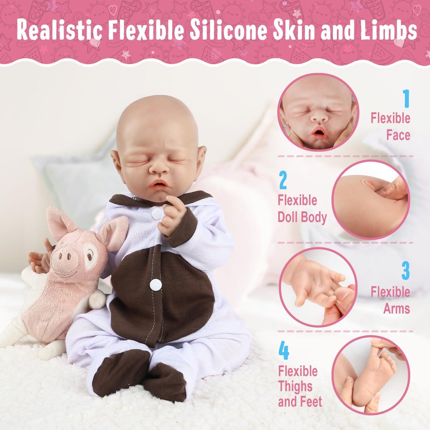 Vollence 12 Inch Realistic Reborn Silicone Dolls - Wonderful Gifts For Girls. Not Vinyl Dolls. Also Children'S Christmas & Birth