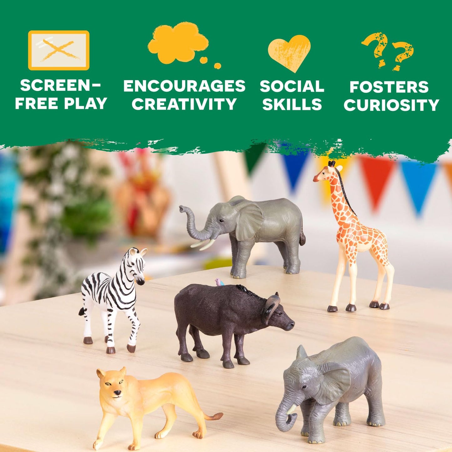 Terra by Battat Wild Life Set - 6 Realistic Animal Toy Figures for Kids 3+ - Model AN6061BZ - Durable Plastic