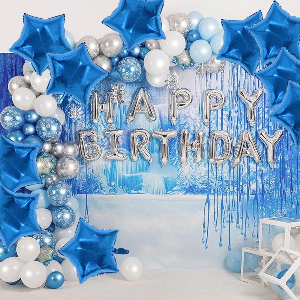 TONIFUL 30Pcs 18 Inch Large Blue Star Shape Foil Balloons Big Blue Stars Helium Mylar Ballons for Birthday Wedding Baby Shower A