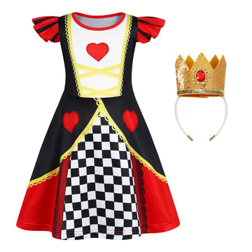 Eledobby Girls The Queen Of Hearts Costume Princess Dress Up Halloween Birthday Party Outfits 4T 5T