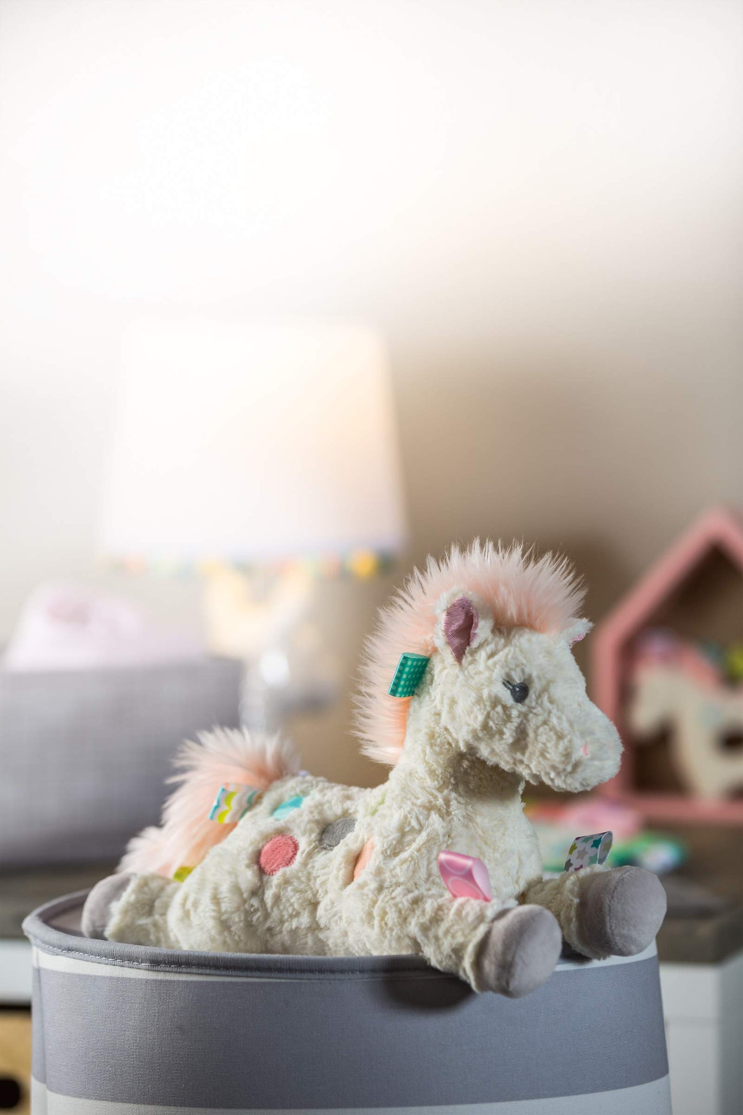 Mary Meyer Taggies Stuffed Animal, Painted Pony, 11-Inch, Soft Satin, White & Pink, Model 40235