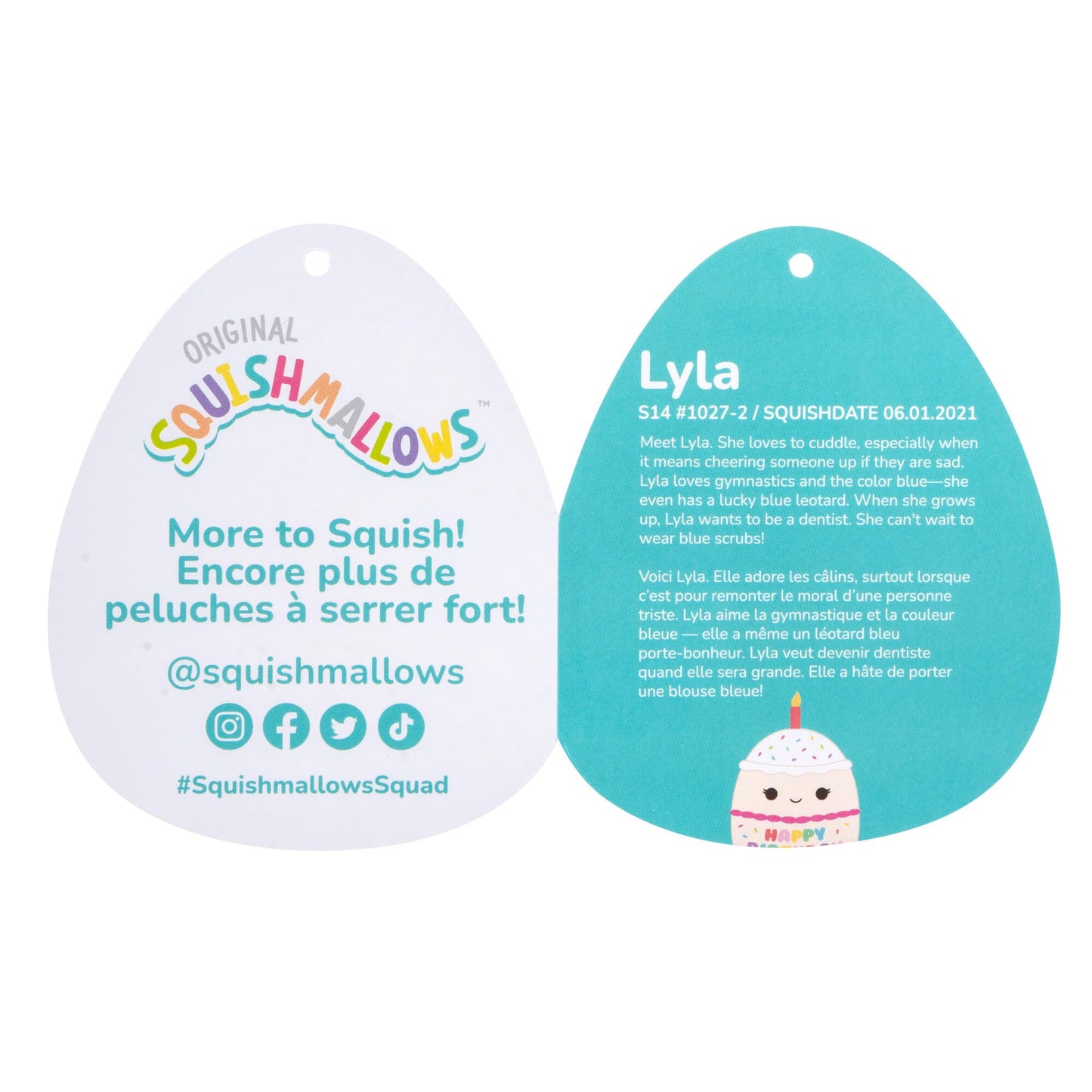 Squishmallows Original 14-Inch Lyla Plush - Birthday Cake, Polyester, Model SQCR05558, Rainbow Sprinkles Embroidery