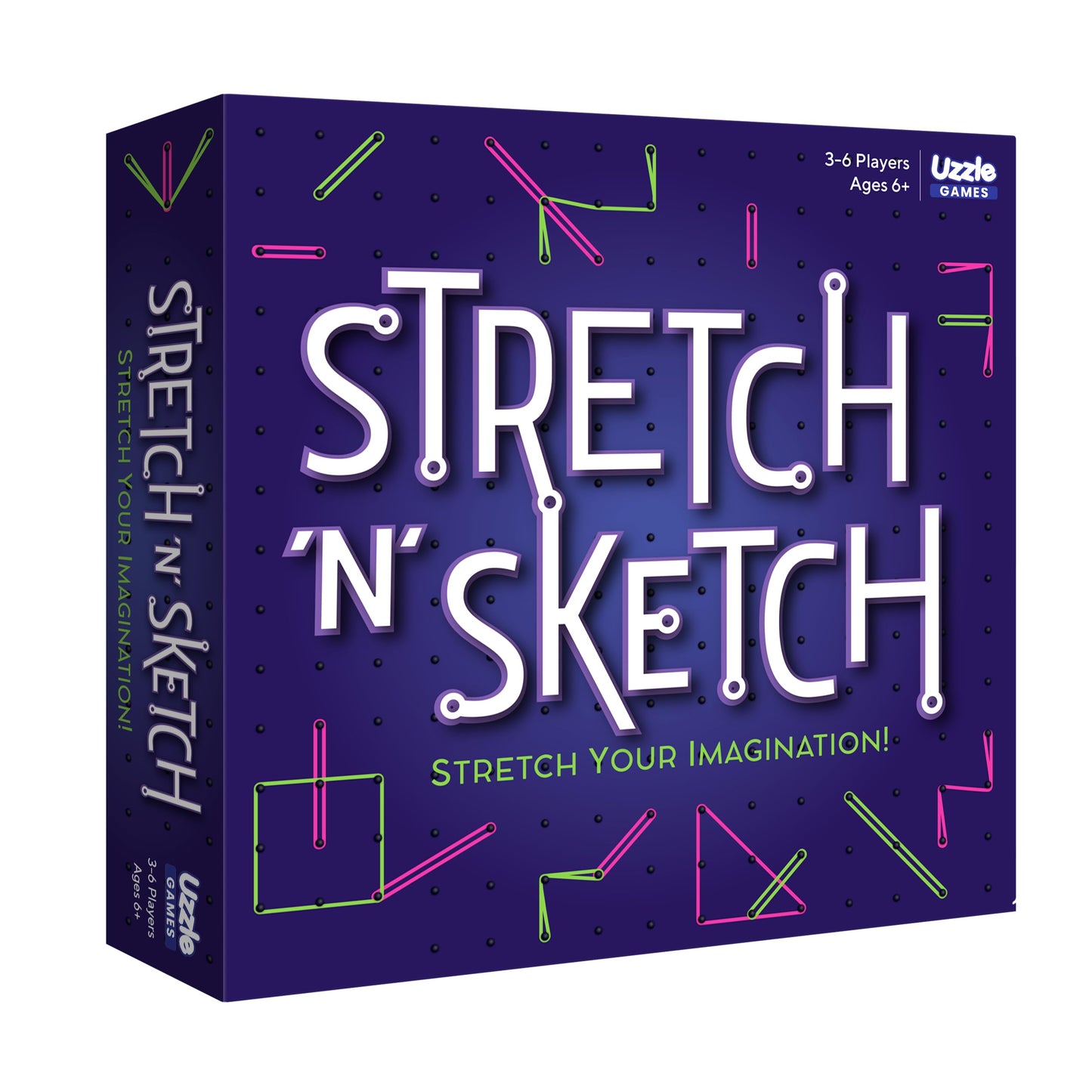 Uzzle Stretch & Sketch Peg Board Game, Expert-Level Challenges, Action Packed Rubber Band Game 3-6 Players, Ages 6+