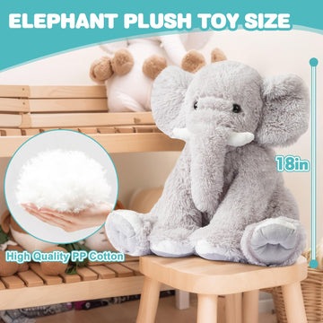 Nxnynz 18In Elephant Stuffed Animals,Soft Elephant Plushies Toys Doll Cute Elephant Plush Toys Huggable Gifts For Boys Girls