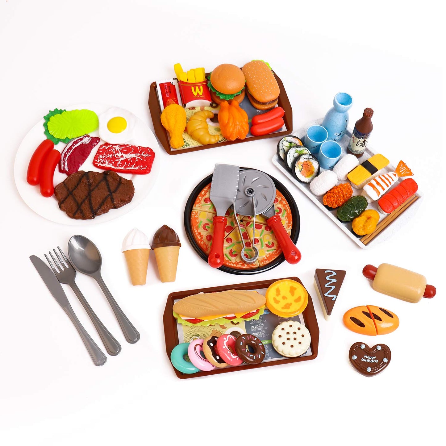Kids food cart toy sets,Kids Role Play Large Dining car Toys and 98pcs Food, Kitchen, Tableware Accessories., Educational Toys f