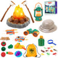 MITCIEN Camping Toys for Kids, Pretend Campfire, Lantern, Safari Hat, Binoculars, Bottle, Toy Food, S'Mores, Toddler Camping Pla