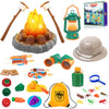 MITCIEN Camping Toys for Kids, Pretend Campfire, Lantern, Safari Hat, Binoculars, Bottle, Toy Food, S'Mores, Toddler Camping Pla