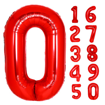 40 Inch Giant Red Number 0 Balloon, Helium Mylar Foil Number Balloons For Birthday Party, Birthday Decorations For Kids, Anniver