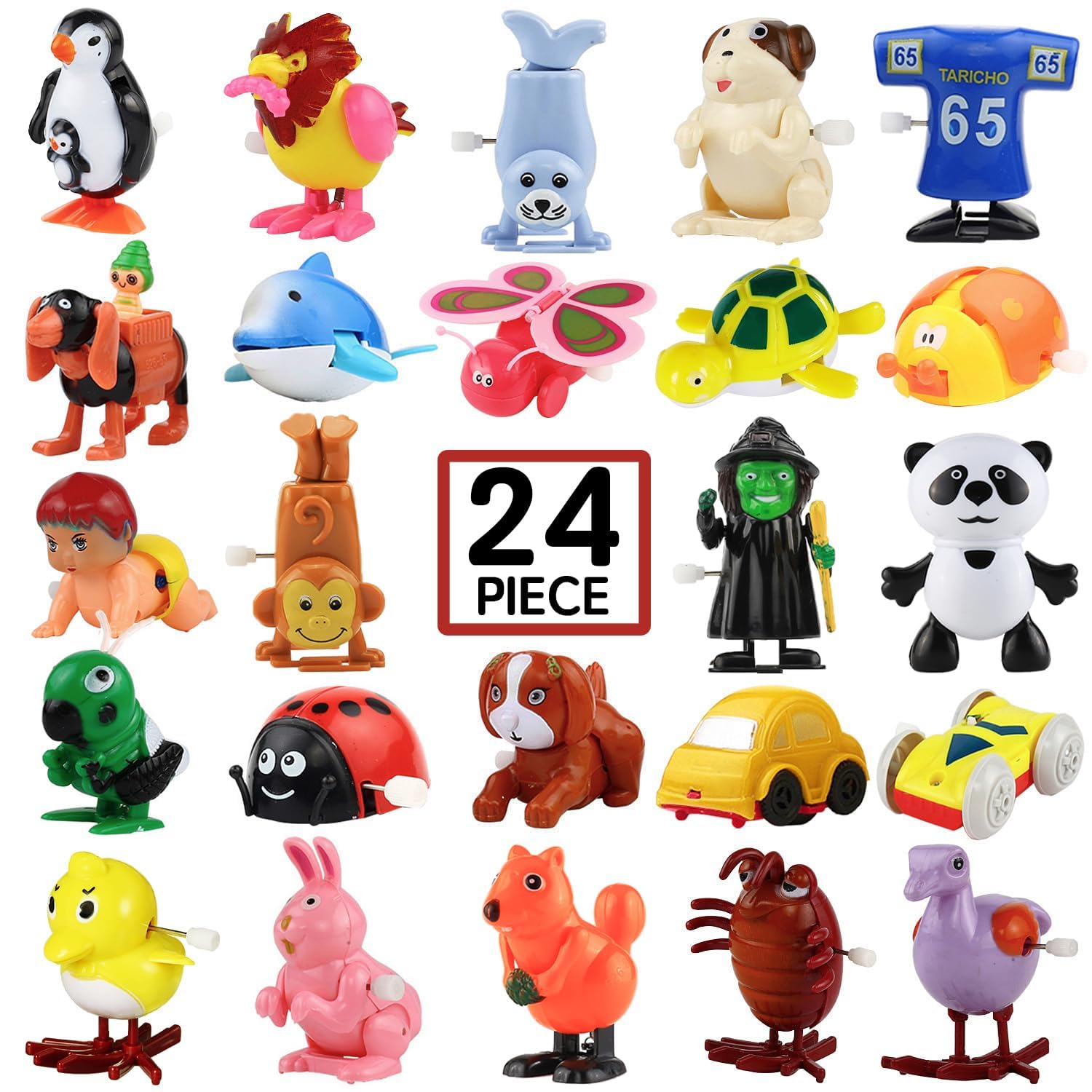 Laxdacee Wind-Up Toys, 24 Pack Assorted Mini Toy for Kid Party Favors, Pinata Goody Bag Filler Stocking Stuffers for Boy Girl Ch