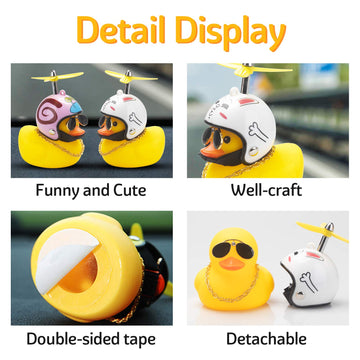 wonuu Rubber Duck Car Ornaments Yellow Duck Car Dashboard Decorations Cool Glasses Duck with Propeller Helmet (White Rabbit-Yellow)