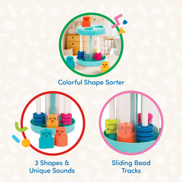 Battat Shape Sorter - Colorful Educational Toy for Toddlers, 3 Shapes & Sounds, Multi, 18 Months + - Developmental Learning Tool