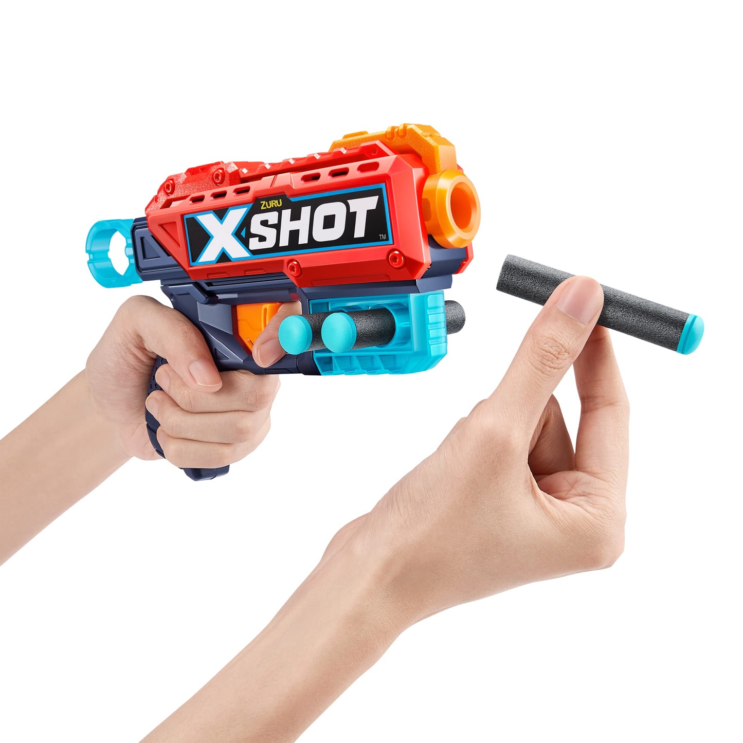 Excel Double Kickback (6 Shooting Targets + 8 Darts) Blaster Combo Pack By Zuru, X-Shot Red Foam Dart Blaster, Toy Blaster, Compact, Toys For Kids, Teens, Adults (Red)