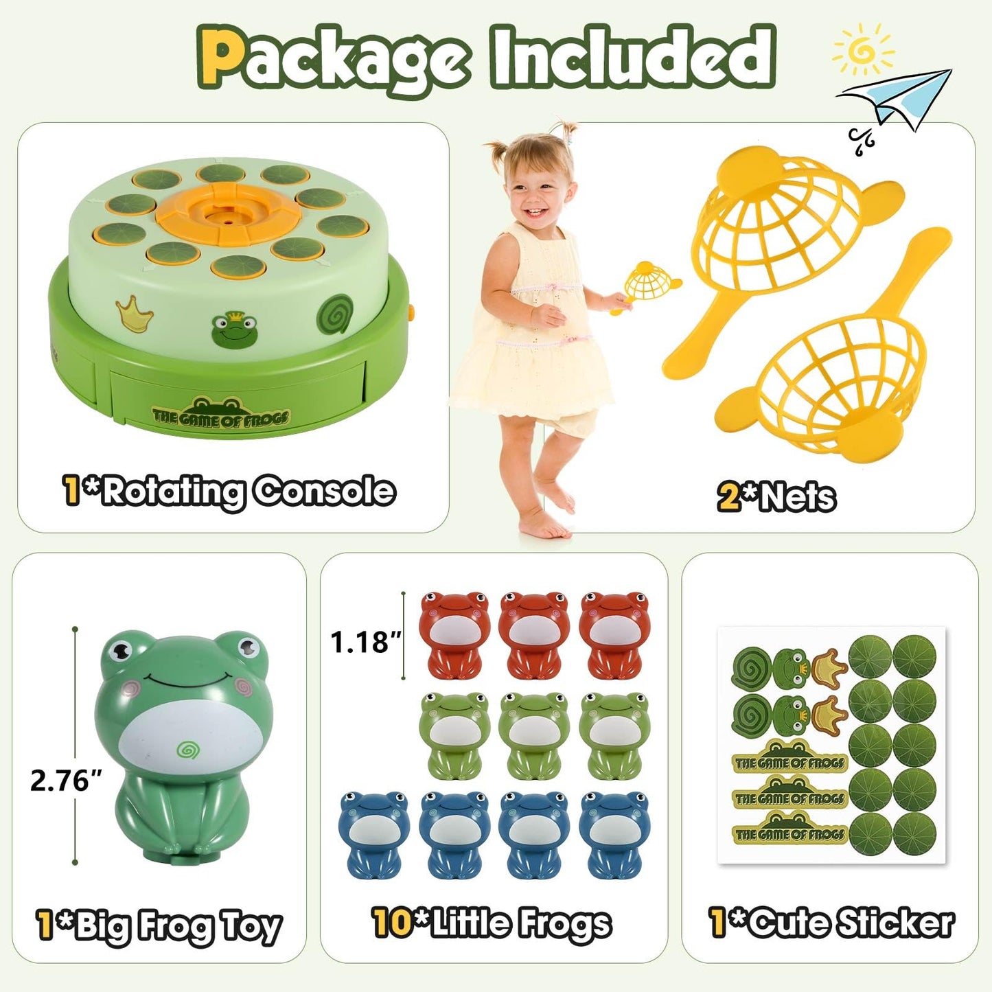 Ainoi Frog Pop Out Catch Toys For Ages 3-13, Musical Rotate Bounce Catch Board Game Interactive Kids Toys, 3 Years Old Boys Girl