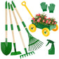 Duckura Kids Gardening Tools Set - 7Pcs Wheelbarrow Set Outdoor Toy For Kids With Shovel, Rake, Leaf Rake, Yard Digging Weed Toys, Easter Birthday Gifts For Boys Girls Age 3 4 5 Years Old(Yellow)