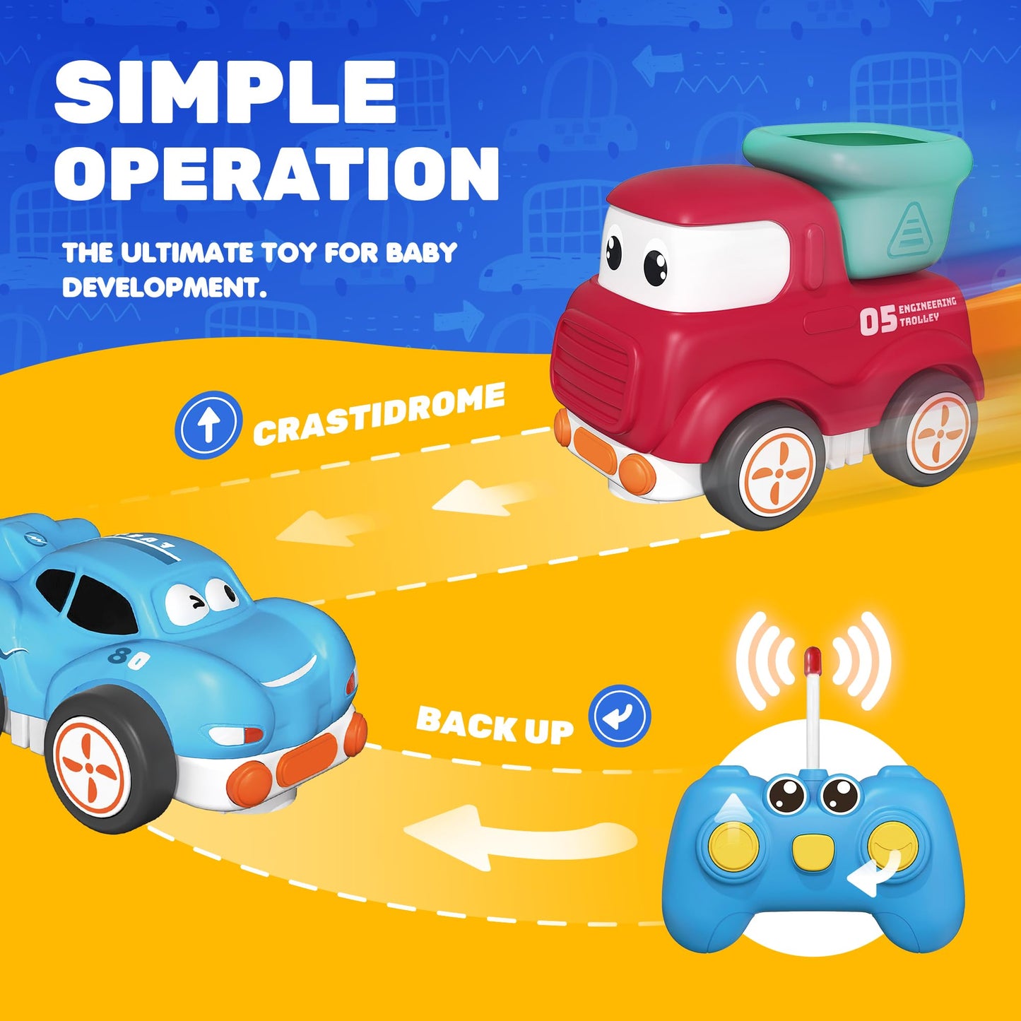Remote Control Car for Toddlers 18M+,Safe & Durable Cartoon Silicone Crash-Resistant RC Car,Toys for 18M+ Years Old Green Cars w