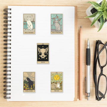 HXMIN Tarot Stickers Pack - 78 Waterproof Vinyl Astrology Decals for Laptop, Skateboard, Kids & Adults