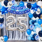 JumDaQQ 25th Birthday Party Decoration Set - Blue Foil & Latex Balloons for Men, Happy Birthday Banner, 25 Years Old Supplies