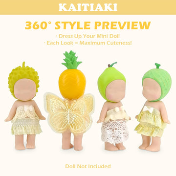 4 Sets Doll Clothes for Sonny Angel  fit for 3 Inch Collectible Dolls for mature-themed Collectors  Includes Tops and Skirts for Display and Decoration (Lemon Cream Dream)