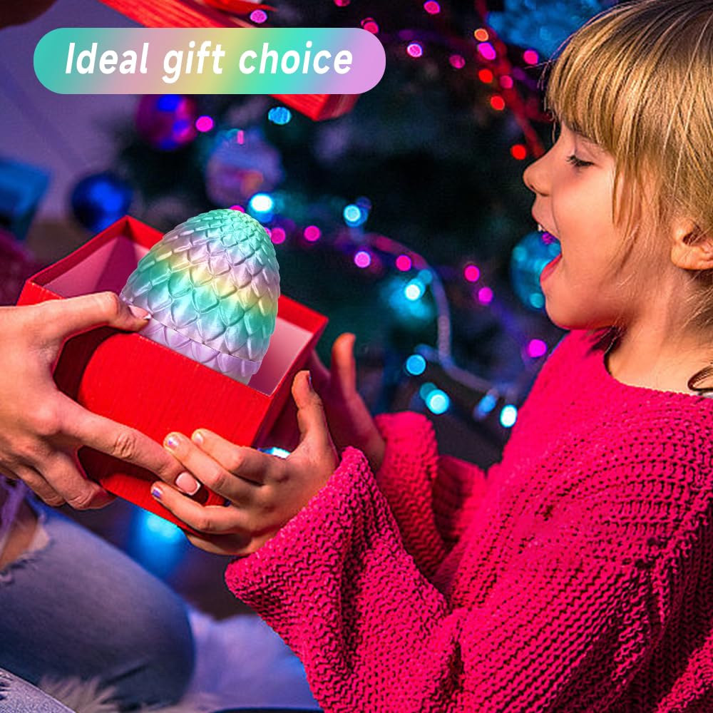 3D Printed Dragon Egg, Easter Mystery Crystal Dragon Egg Fidget Toys Surprise, Mythical Dragon Eggs With Dragon Inside, Easter Basket Stuffers Filled Easter Eggs Toy For Kids (Rainbow Color)