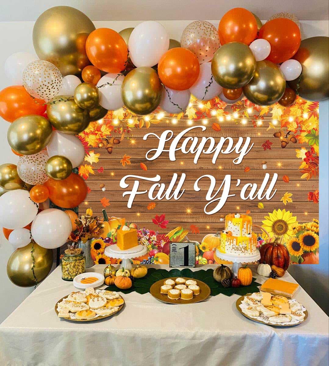 Happy Fall Yall Banner Backdrop 6x4FT Autumn Maple Leaf Harvest Pumpkin Background Happy Thanksgiving Party Decorations Supplie