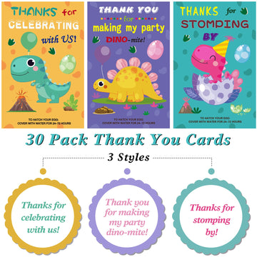 Anphile Dinosaur Party Favors - Dinosaur Birthday Party Supplies - 30 Pack Hatching Dinosaur Eggs With Cards Bulk - Party Favors