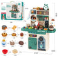 Deejoy 89 PCS Kitchen Playset, Kids Kitchen Toys with Realistic Lights and Sounds, Pretend Steam and Water Tank Functions, Kitch