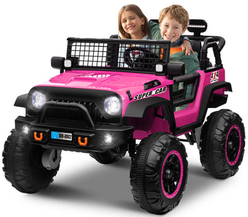 OTTARO 24V 4WD/2WD Switchable Ride on Cars, 2 Seater Kids Electric Vehicle Truck with 20 Inch Seater, 4x100W Motors, 4 Shock Abs