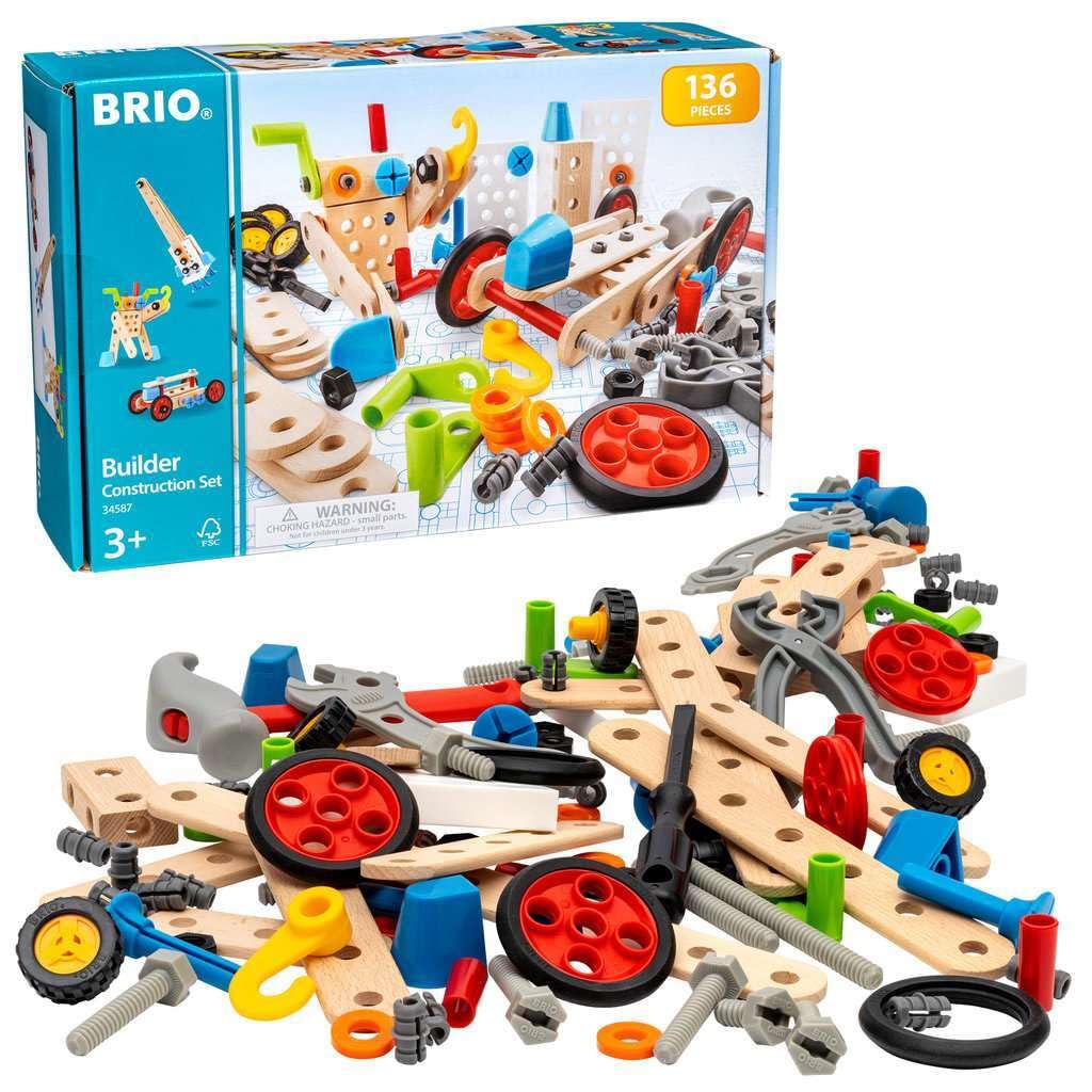 Brio Builder 34587 Construction Set - 136-Piece Stem Toy With Wood And Plastic For Kids | Enhances Creative Skills | Safety Tested | Age 3 And Up