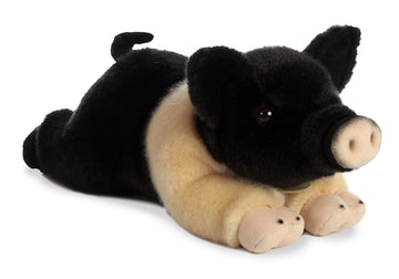 Aurora® Realistic Miyoni® Hampshire Pig Stuffed Animal - Lifelike Detail - Cherished Companionship - Black 12 Inches